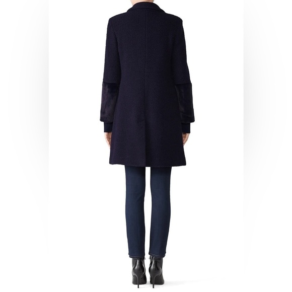 Anthropologie HUTCH Navy Elaina One Button Textured Mid Length Coat Size Large - Picture 10 of 16